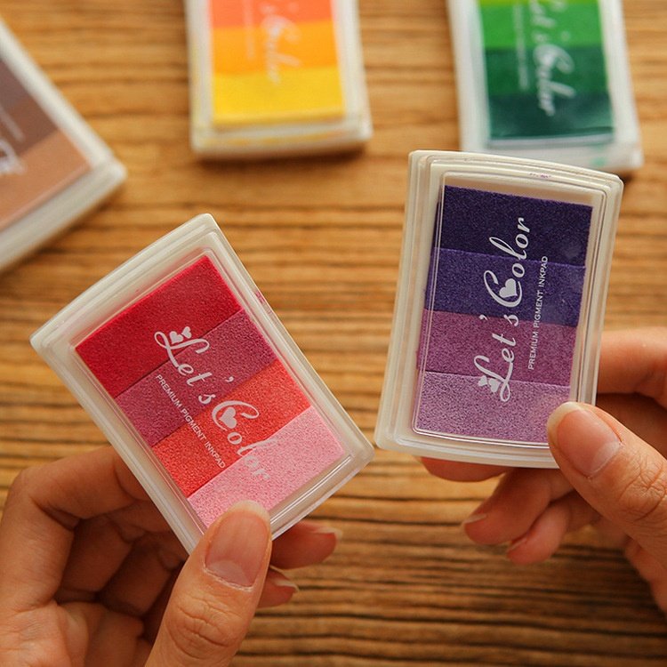 Gradient Color Stamp Ink Sponge Pad 6 Colors Available Flash Stamp Ink Shiny Custom Stamp Ink
