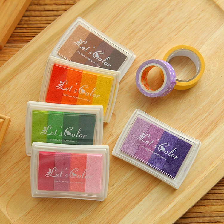 Gradient Color Stamp Ink Sponge Pad 6 Colors Available Flash Stamp Ink Shiny Custom Stamp Ink