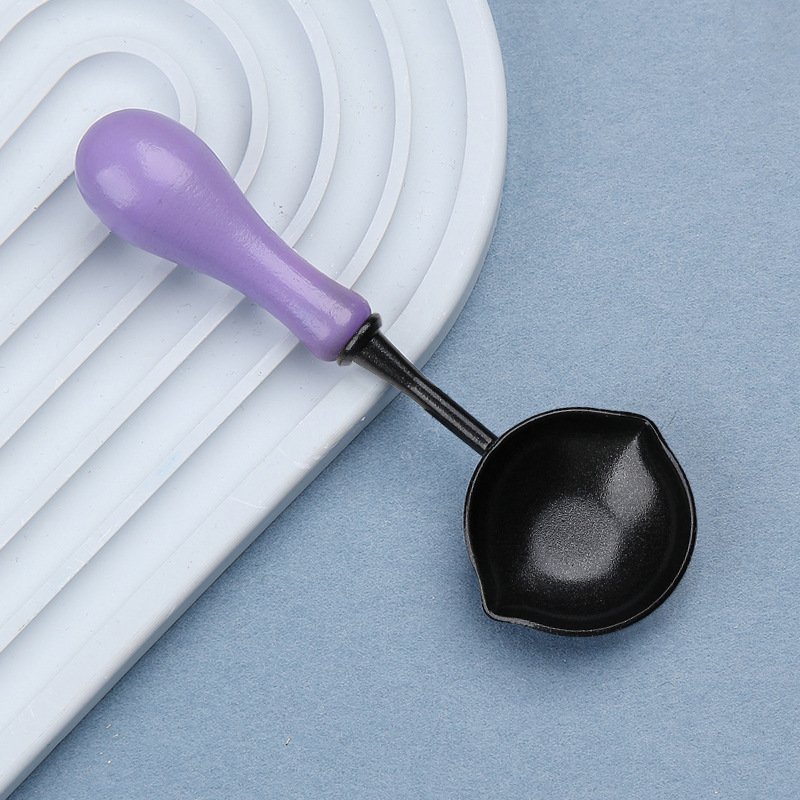Wax Sealing Melting Spoon,Wooden Handle Black non-stick Spoon for Wax Seal Stamp,Art Craft,Wax Seal Holder for Letter Envelope