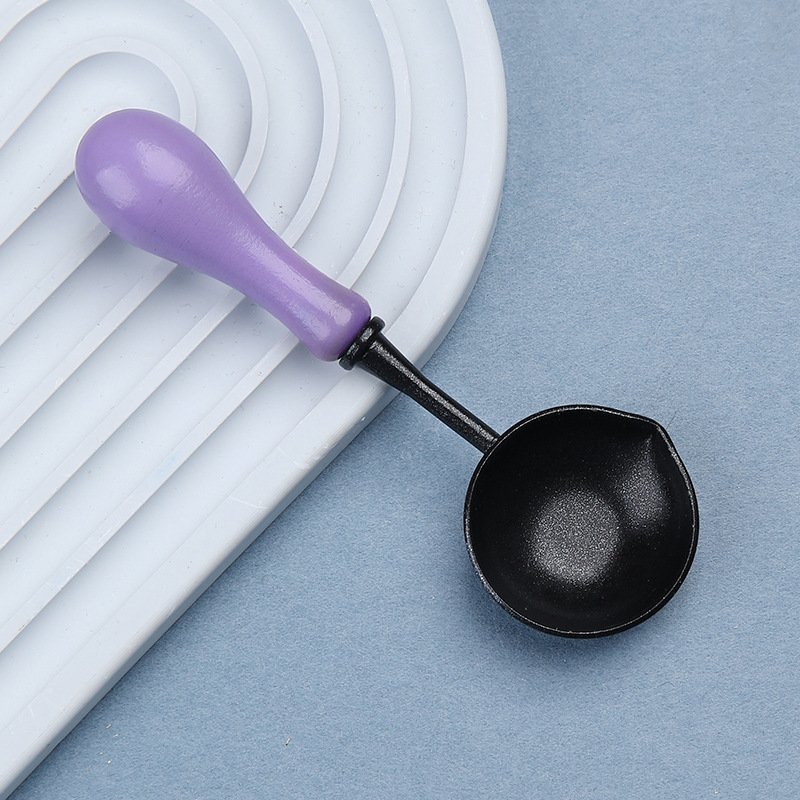 Wax Sealing Melting Spoon,Wooden Handle Black non-stick Spoon for Wax Seal Stamp,Art Craft,Wax Seal Holder for Letter Envelope