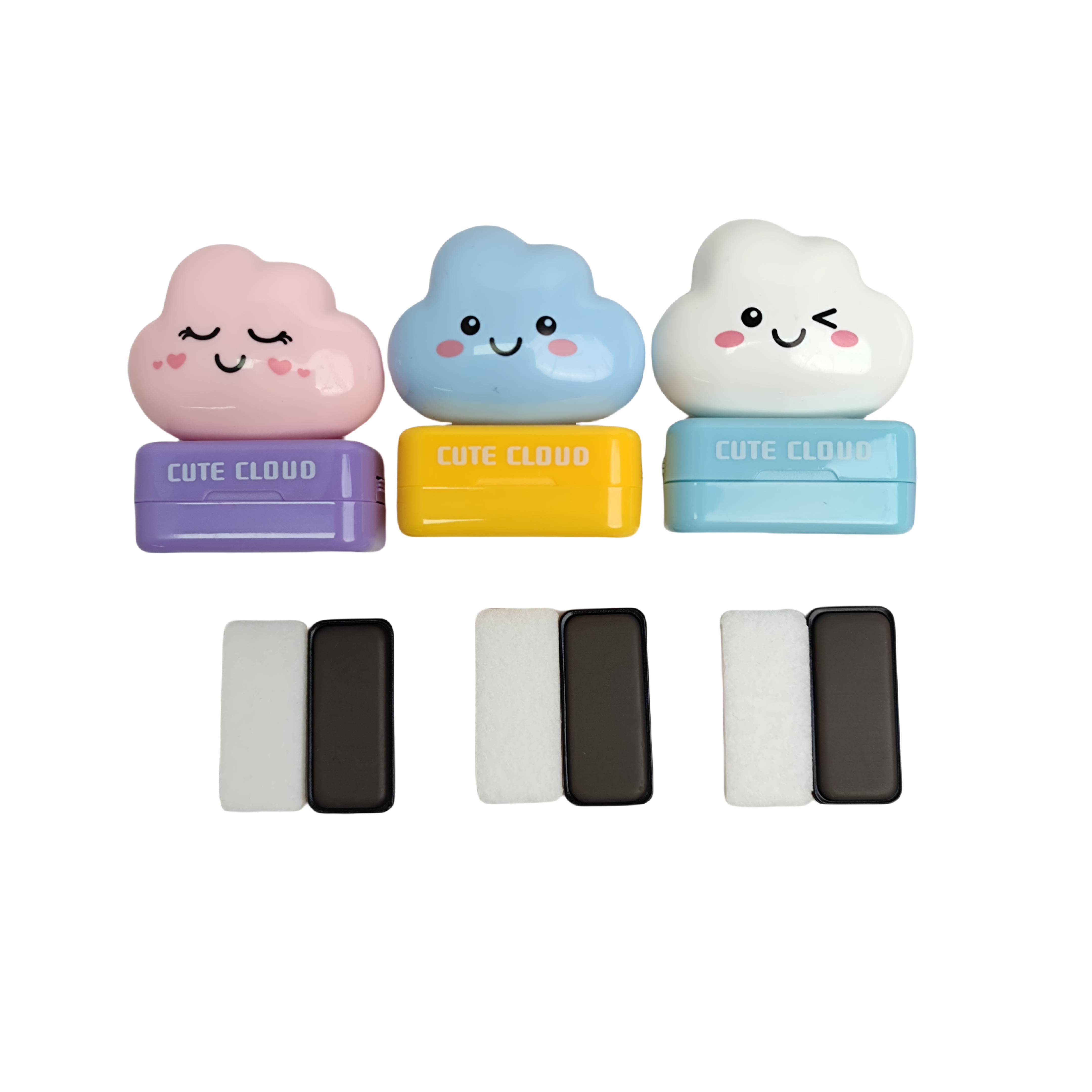 Cute Bear Cloudy Customize Cute Kids Cartoon Plastic Toy Seal T shirt Cloth Ink Personalized Name Stamp