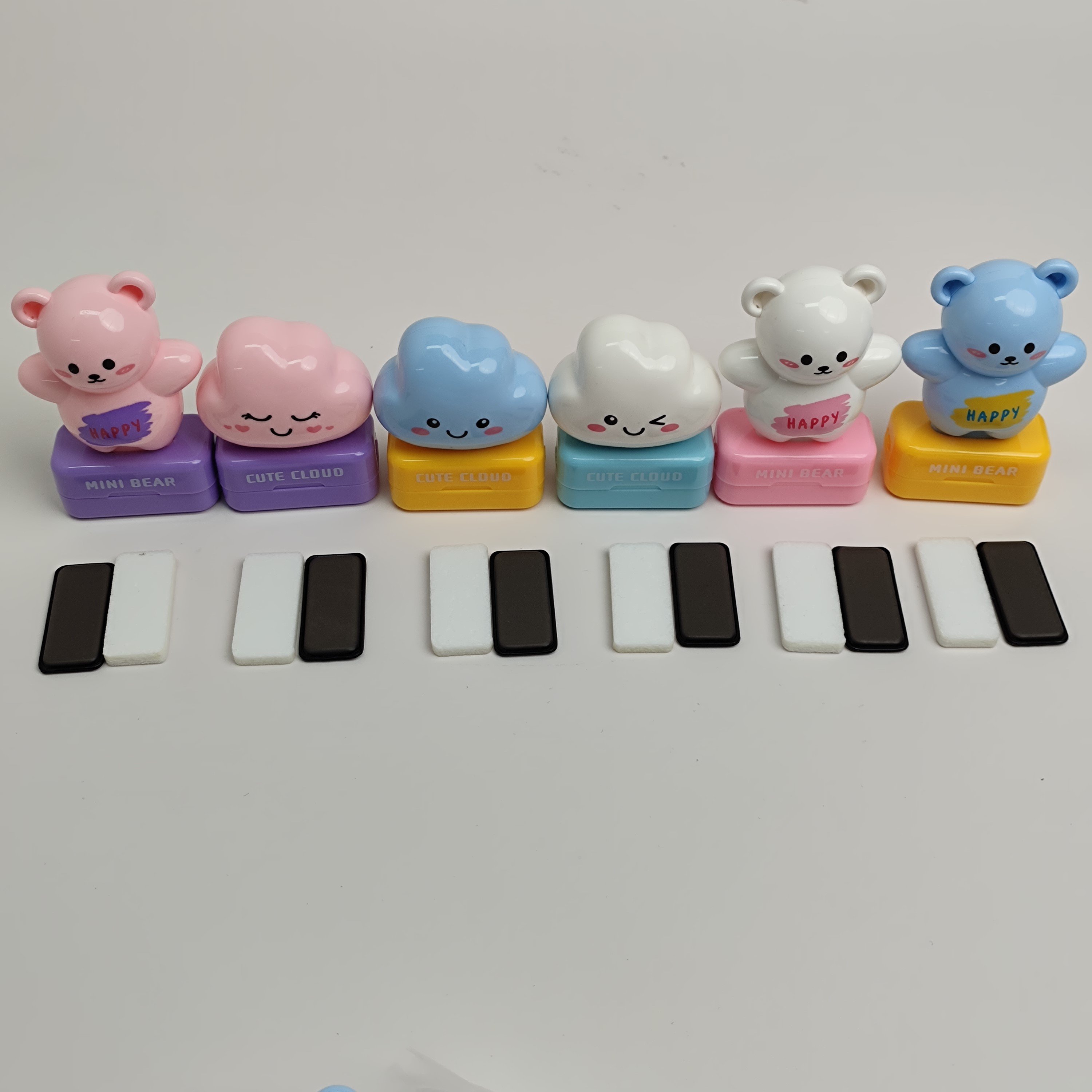 Cute Bear Cloudy Customize Cute Kids Cartoon Plastic Toy Seal T shirt Cloth Ink Personalized Name Stamp