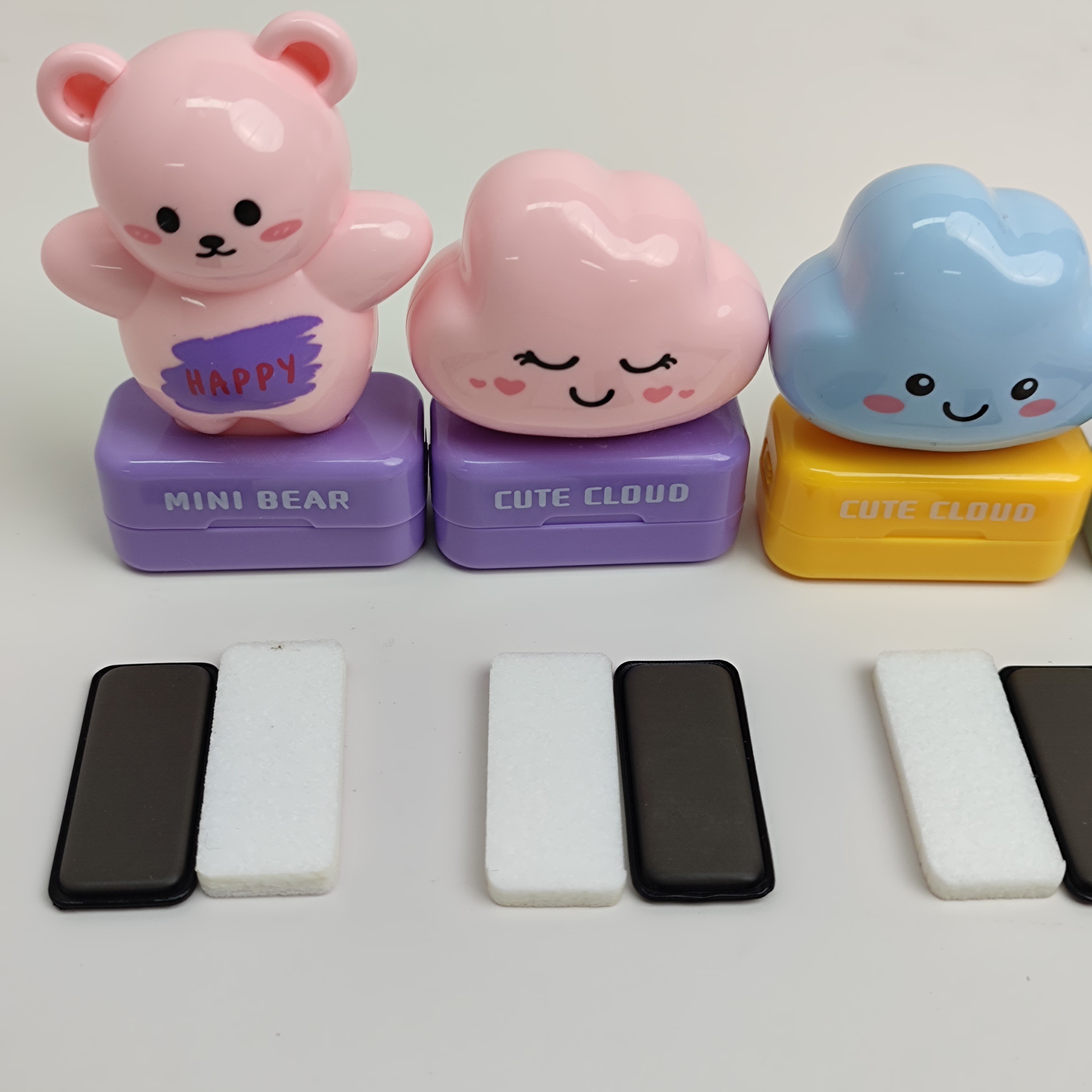 Cute Bear Cloudy Customize Cute Kids Cartoon Plastic Toy Seal T shirt Cloth Ink Personalized Name Stamp
