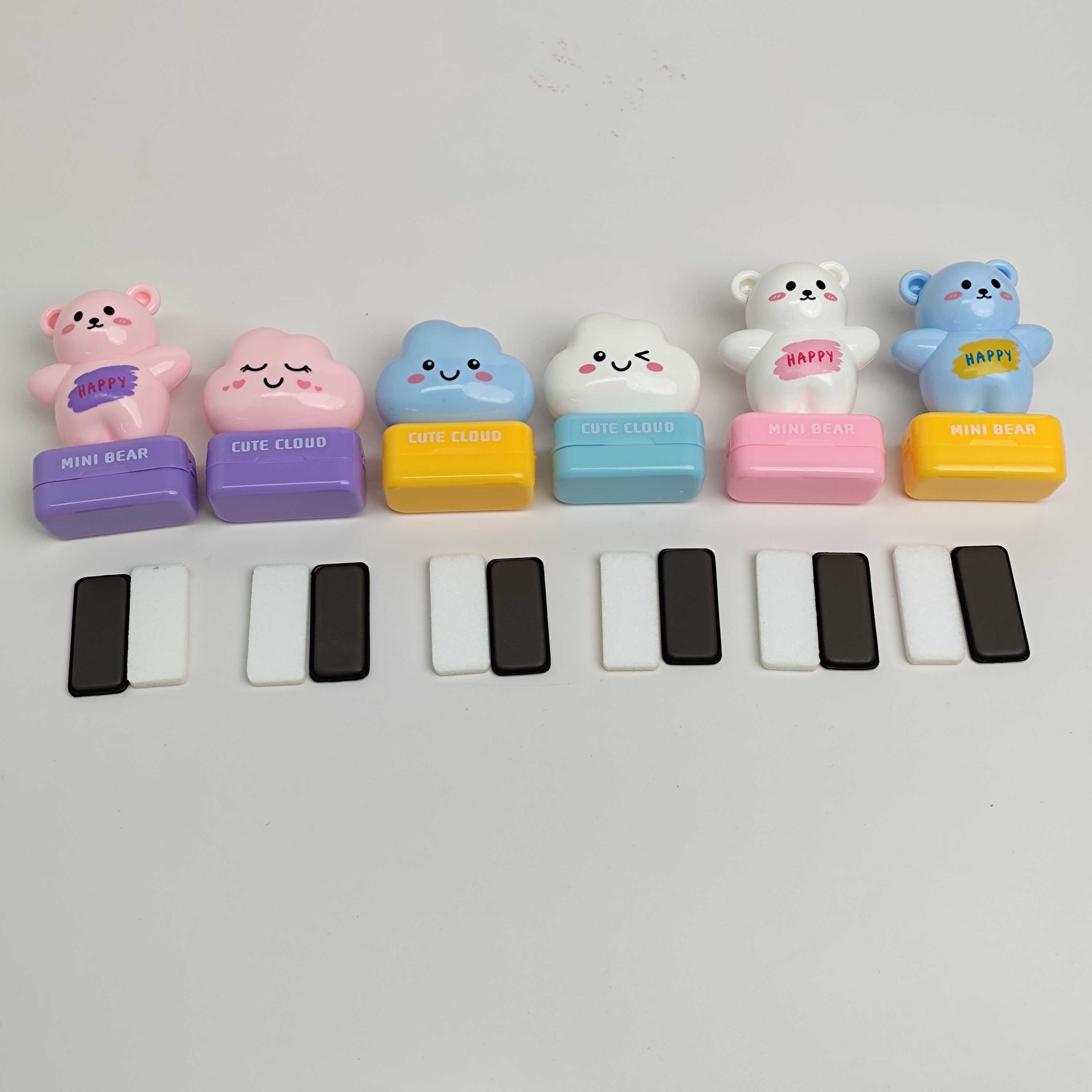 Cute Bear Cloudy Customize Cute Kids Cartoon Plastic Toy Seal T shirt Cloth Ink Personalized Name Stamp