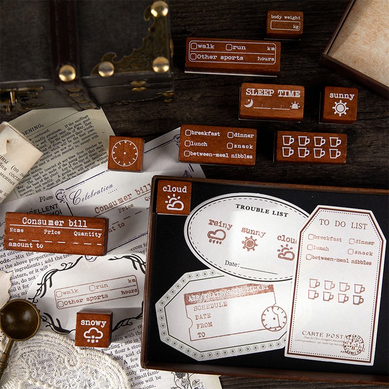 Mr. Paper 4 Design 12Pcs / Set Weekly Schedule Series Creative Digital Time Handbook Decoration for DIY Material Print Stamp