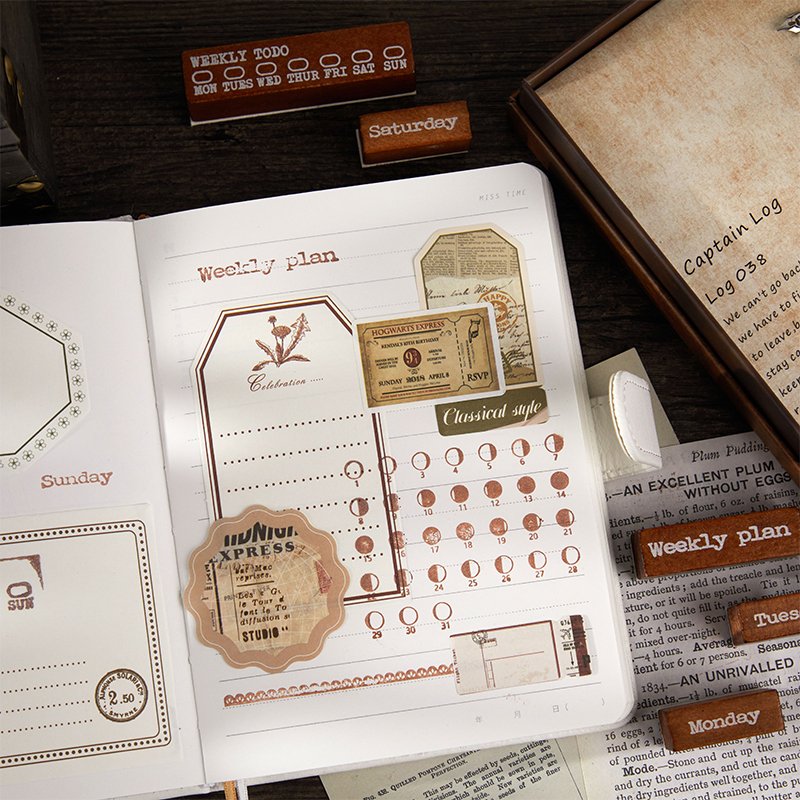 Mr. Paper 4 Design 12Pcs / Set Weekly Schedule Series Creative Digital Time Handbook Decoration for DIY Material Print Stamp