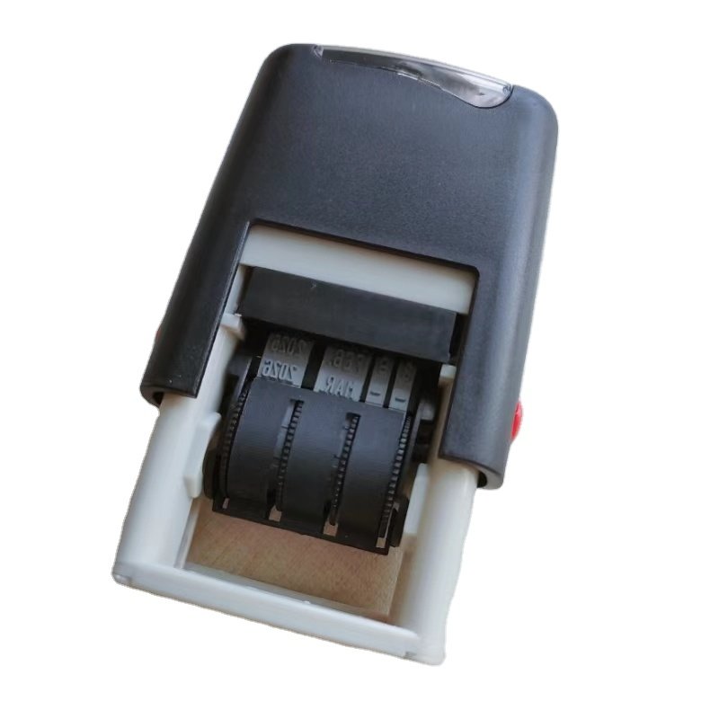 4mm Letter height English Spanish adjustable day month year roller wheel date self inking stamp.