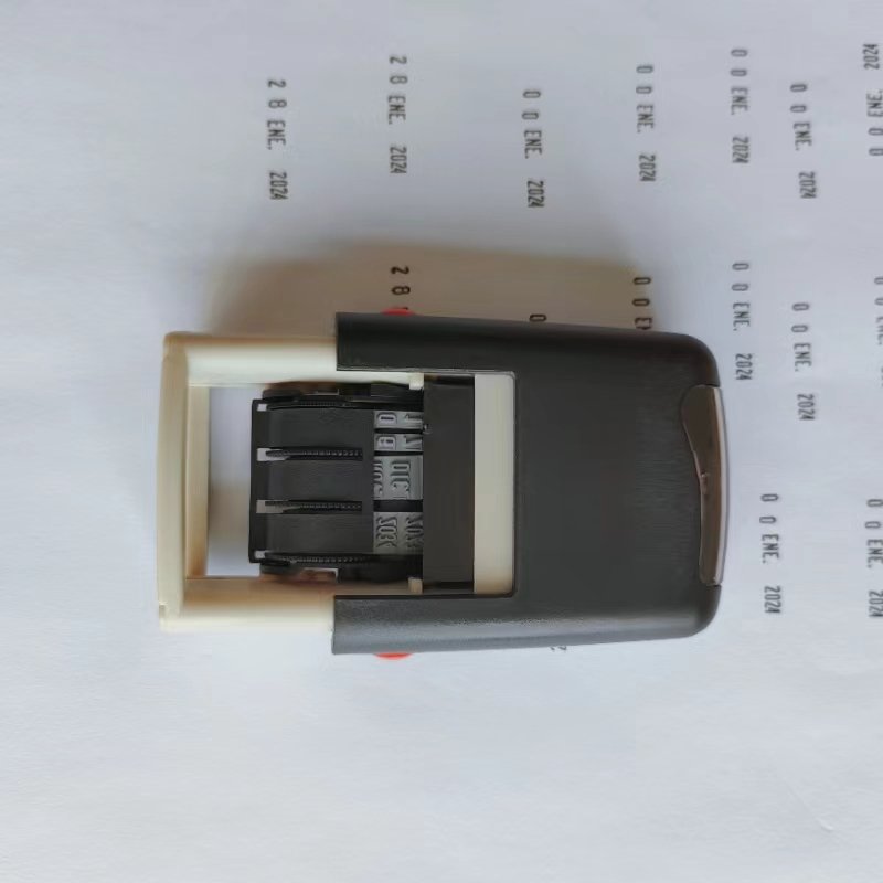 4mm Letter height English Spanish adjustable day month year roller wheel date self inking stamp.