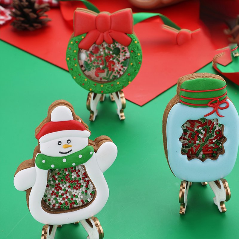 3D Biscuit Mold Fondant Embosser Cookie Cutter Set Plastic Christmas Cookie Stamp Mold for Baking