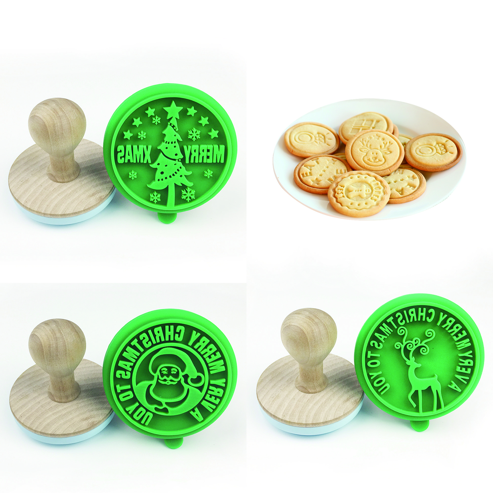 custom silicone cookie stamp with wooden handle durable heat resistant handmade biscuit baking tool