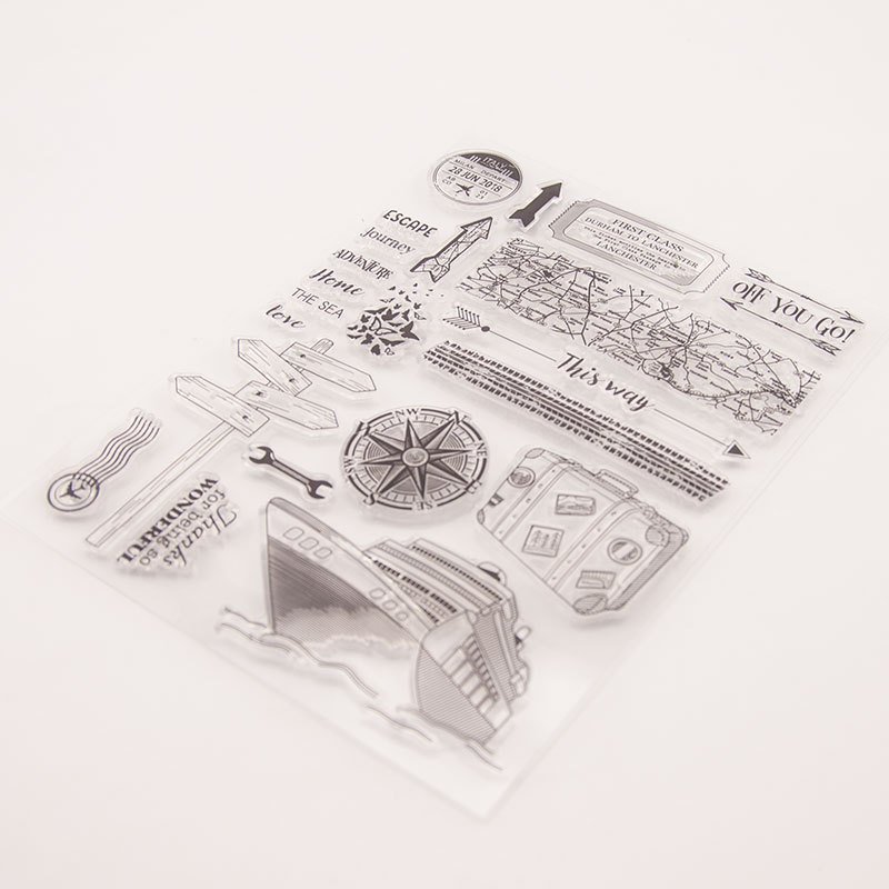 Custom Travel Transparent Silicone Clear Stamp Rubber Seal Stamps for Kids DIY Scrapbooking
