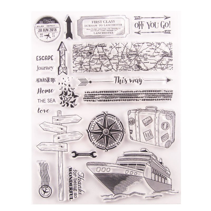 Custom Travel Transparent Silicone Clear Stamp Rubber Seal Stamps for Kids DIY Scrapbooking