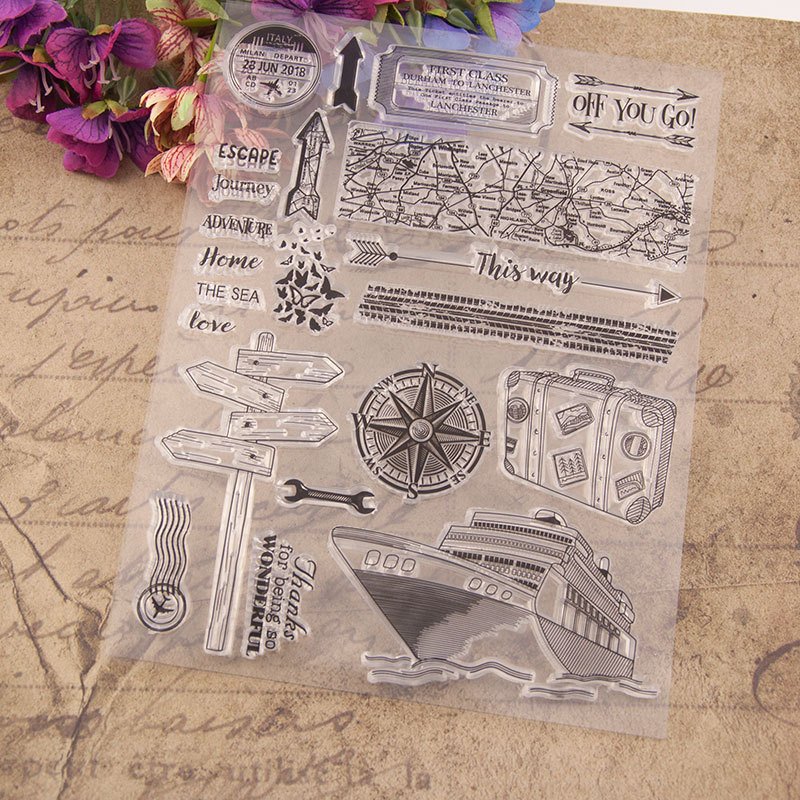 Custom Travel Transparent Silicone Clear Stamp Rubber Seal Stamps for Kids DIY Scrapbooking