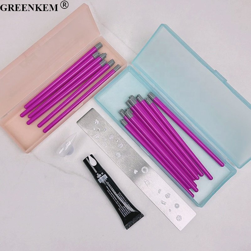 GREENKEM 6pcs 10pcs Set Silicone Nail Art Stamper Pen Nail Polish Stamp Set Print Manicure Image Plate Tool Nail Art Stamper
