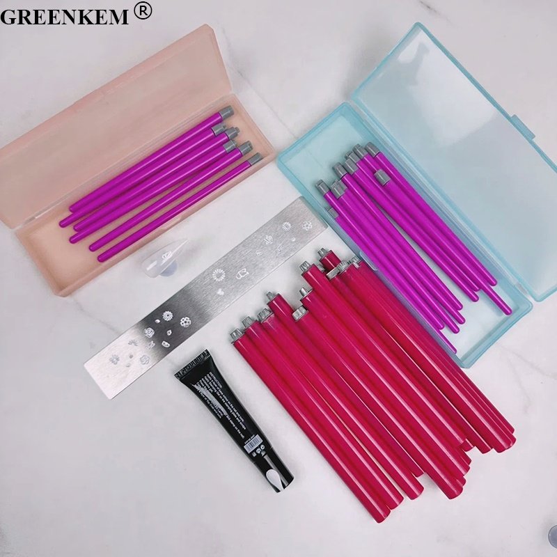 GREENKEM 6pcs 10pcs Set Silicone Nail Art Stamper Pen Nail Polish Stamp Set Print Manicure Image Plate Tool Nail Art Stamper