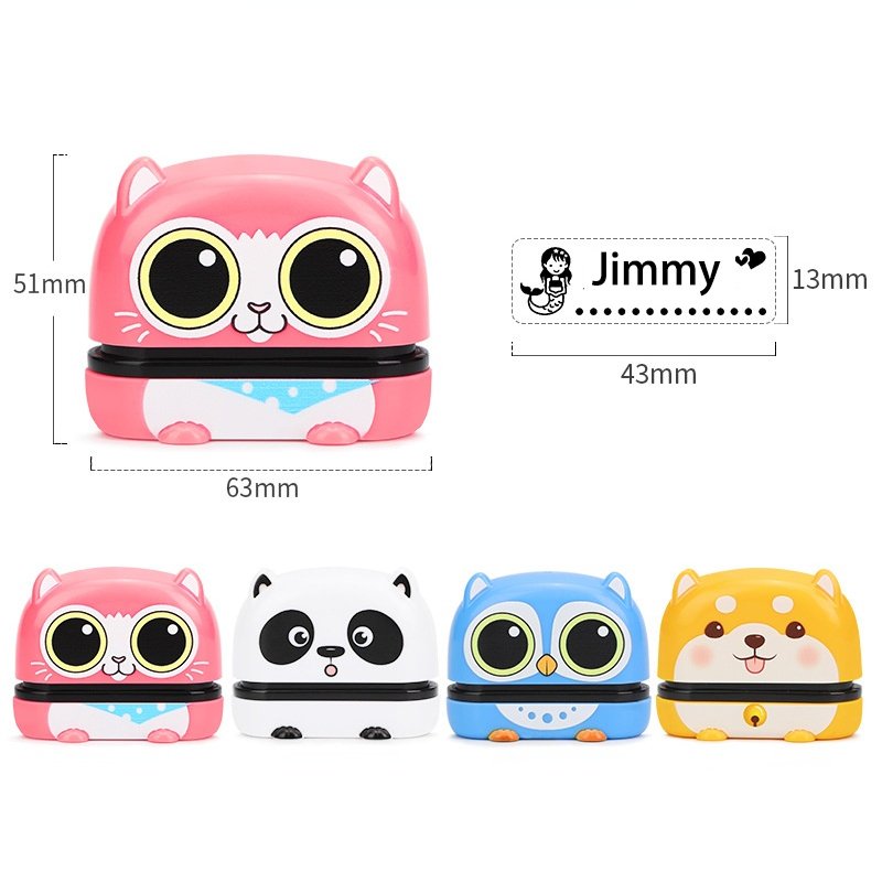 Custom Logo Printing Photosensitive Stamp Kids Name Rubber Flash Stamp for Kids Clothing