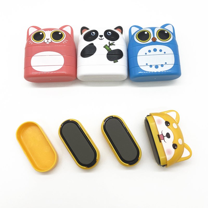 Personalized logo name stamp with 2 colors white ink cute multi-layered flash clothes name stamp for kids