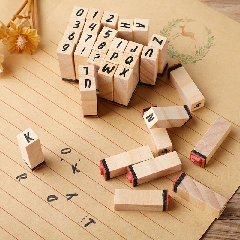 Wholesale creative retro Alphanumeric Week Numbers rubber diary DIY decorative printing wooden stamp seal set