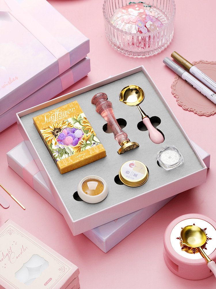 Pink Cute Stamp Set Tool Gift Box Set/Stamp Set Brass Material Carving Wax Model/Envelope Invitation Decoration/Wholesale
