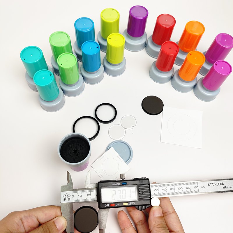 High Quality Round 25mm 30mm Pre Inked Photosensitive Round Handle Flash Stamp Custom Logo Teacher Stamp