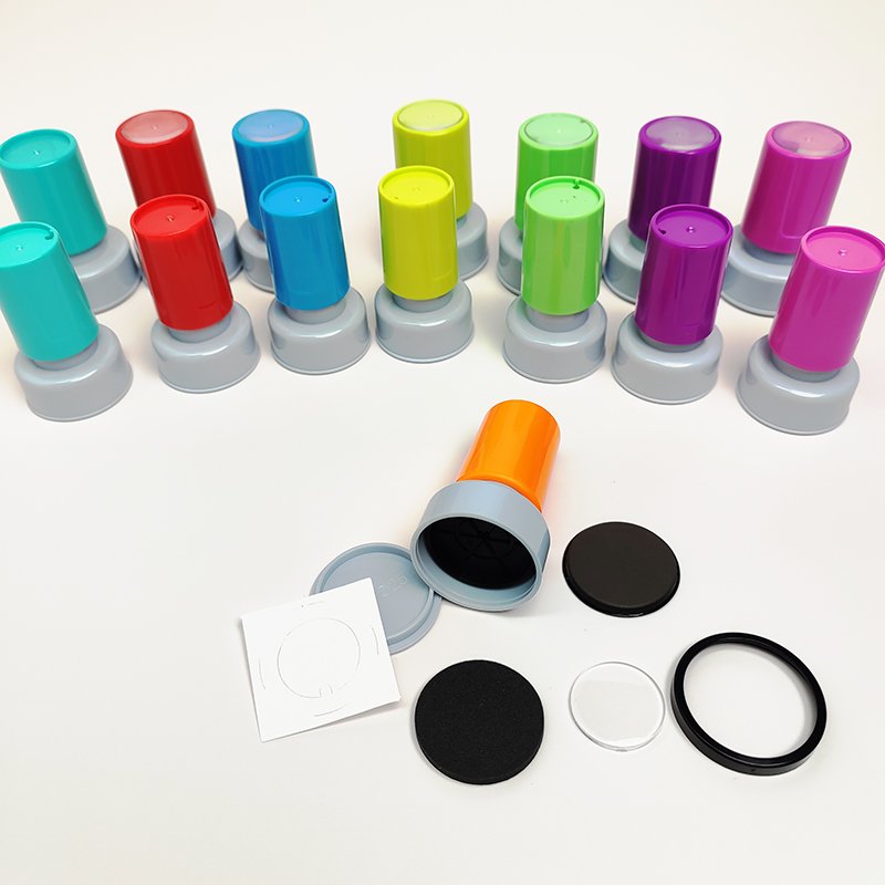High Quality Round 25mm 30mm Pre Inked Photosensitive Round Handle Flash Stamp Custom Logo Teacher Stamp