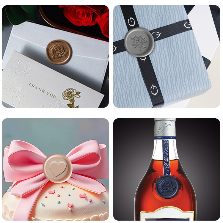 Customizec luxury self adhesive wax stamp stickers,envelope label round wax sticker 3d embossed custom wedding wax seal sticker