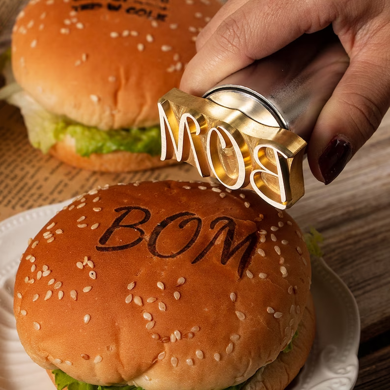 food burger bun meat steak brand logo brass Stamp OEM Customized DIY Personalize Branding Iron detachable Head Tools and STAMP