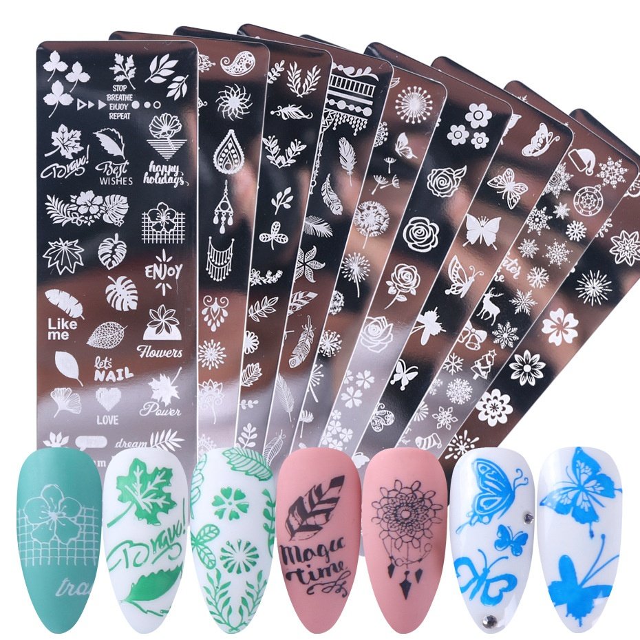 Stamping plates tools Nail Art Stamping Plate Nail Polish Butterfly Flower Leaf Printing Stamp Template Tool Plate Manicures
