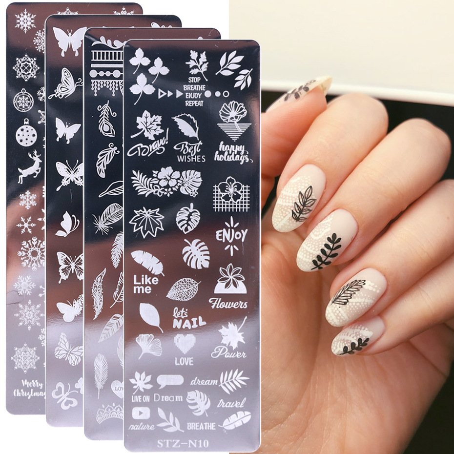 Stamping plates tools Nail Art Stamping Plate Nail Polish Butterfly Flower Leaf Printing Stamp Template Tool Plate Manicures