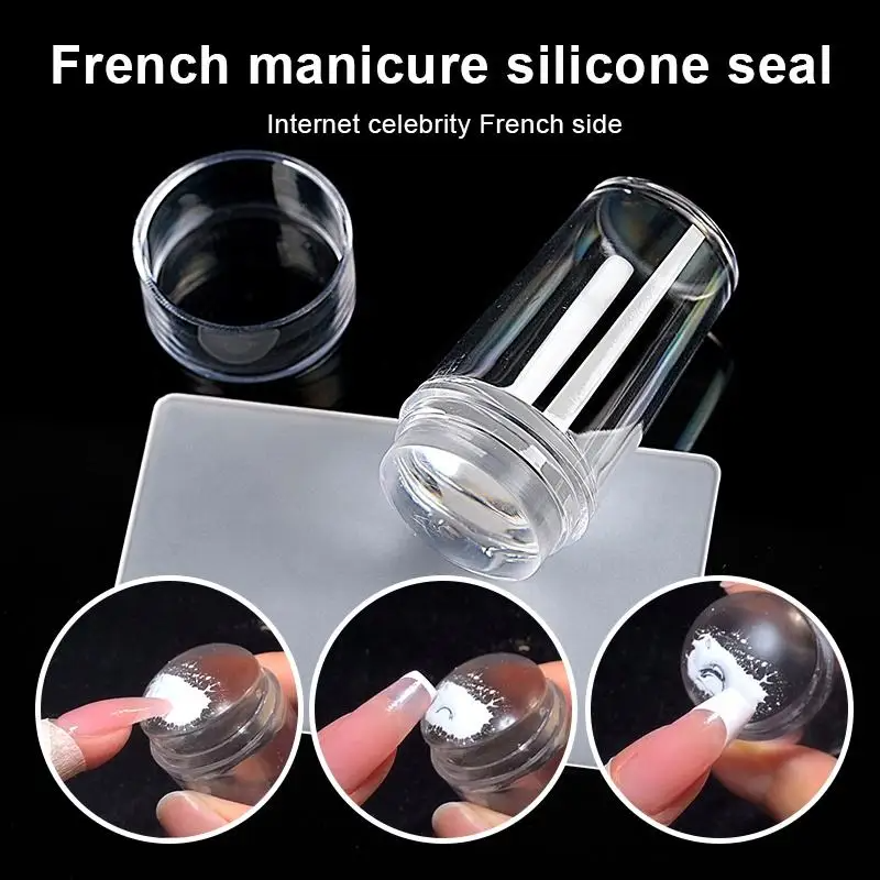 Complete Silicone French Nail Art Stamping Kit with Plate Polish Stencil Template Seal Stamper Scraper for Manicure