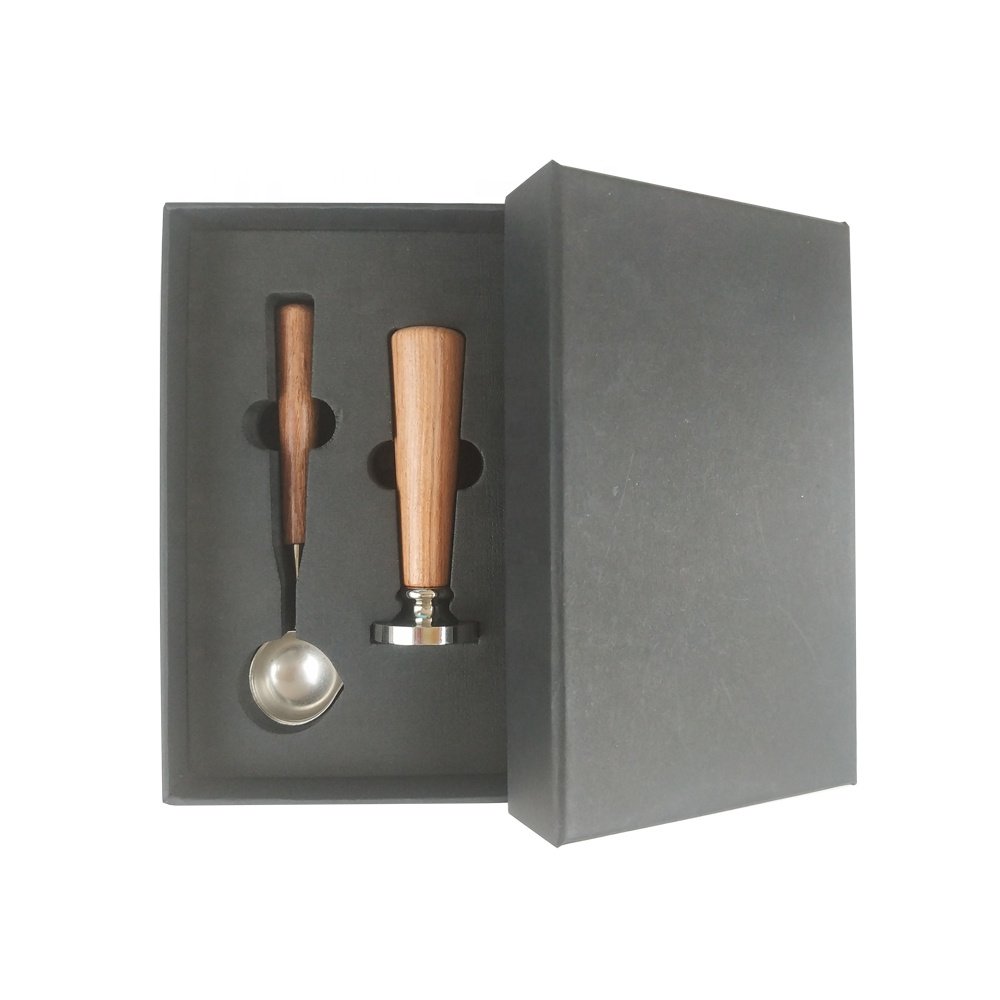 Promotional gift kraft box wood handle wax seal stamp set blank custom logo printing