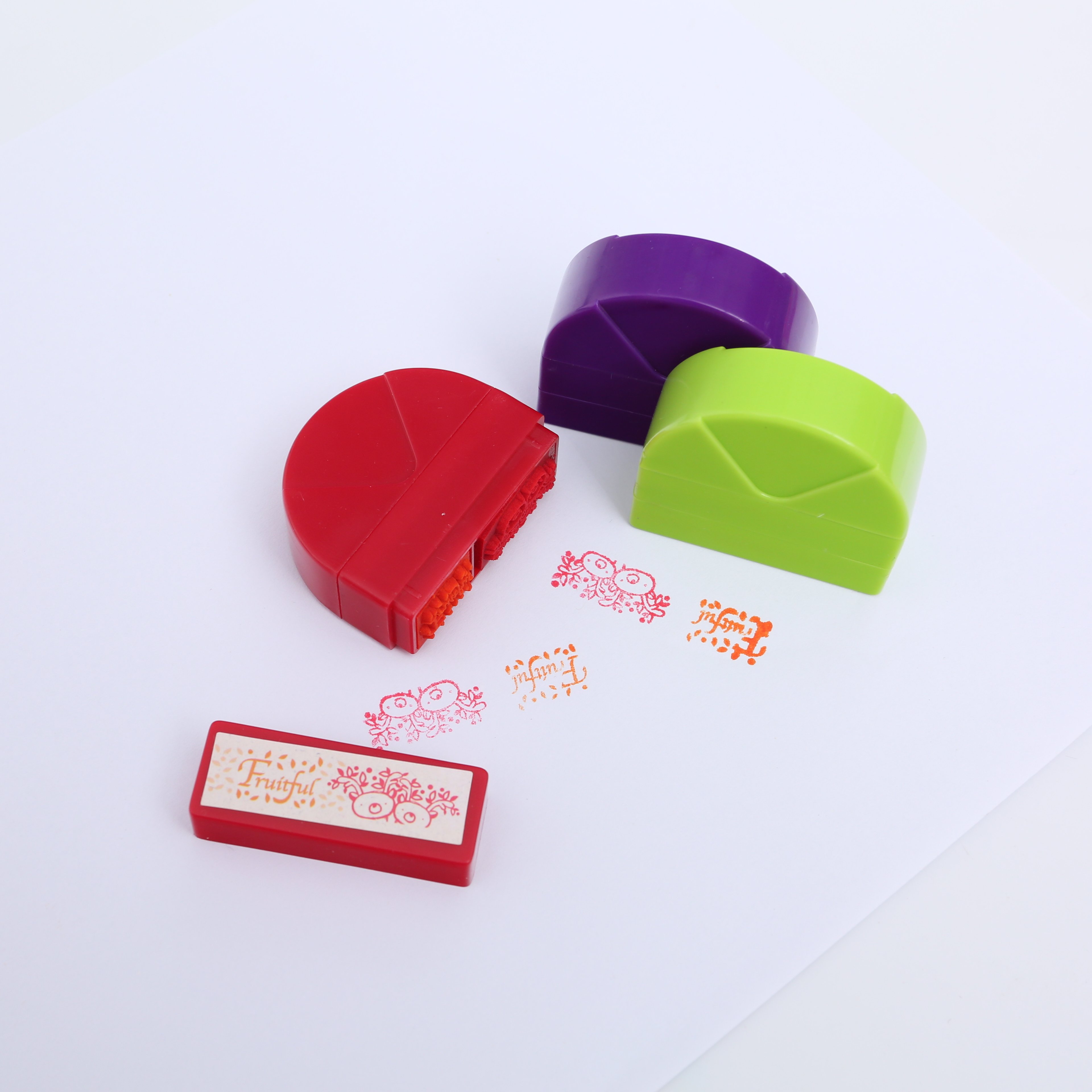 colorful plastic handle toy self inking stamp dinosaur for children