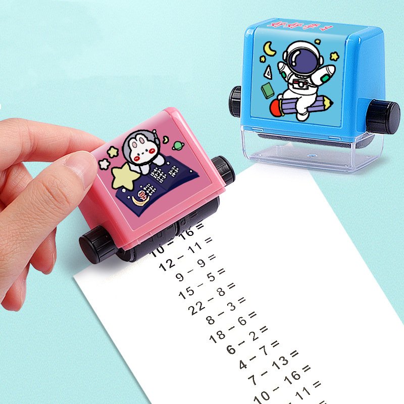 Kids Gift Number Rolling Multiplication Stamps Addition and Subtraction Rotating Roller Stamps Math Practice Roller Stamps