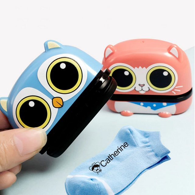 Custom Photosensitive Stamp Logo Fabric Kids Toy Automatic Ink Stamp Cartoon Kid Name Clothing Flash Stamp