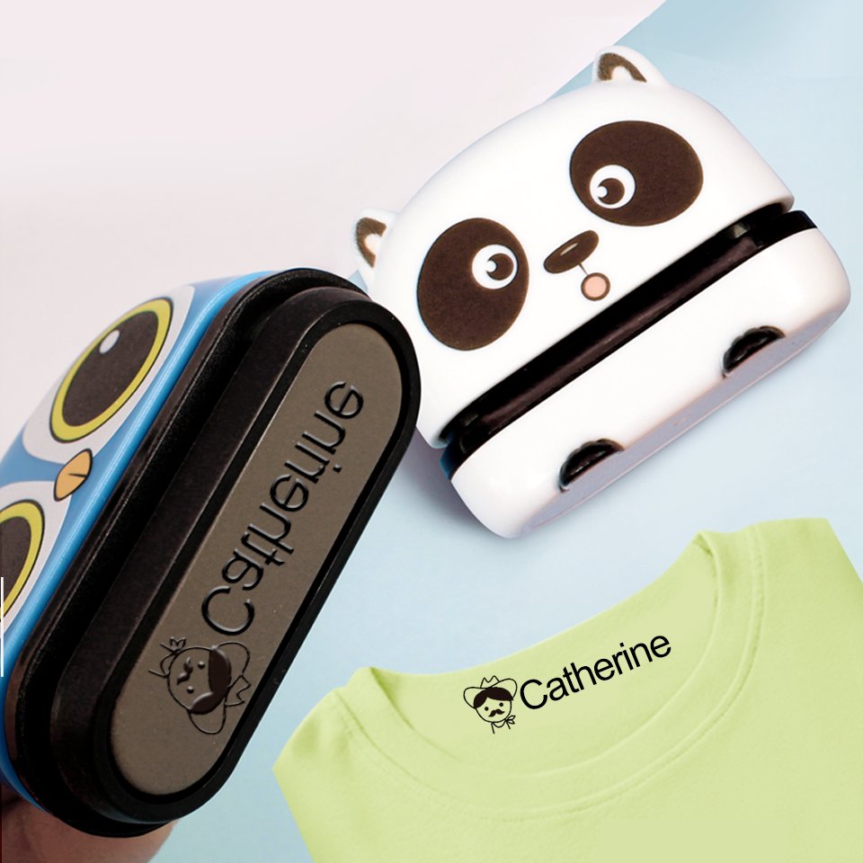 Custom Photosensitive Stamp Logo Fabric Kids Toy Automatic Ink Stamp Cartoon Kid Name Clothing Flash Stamp