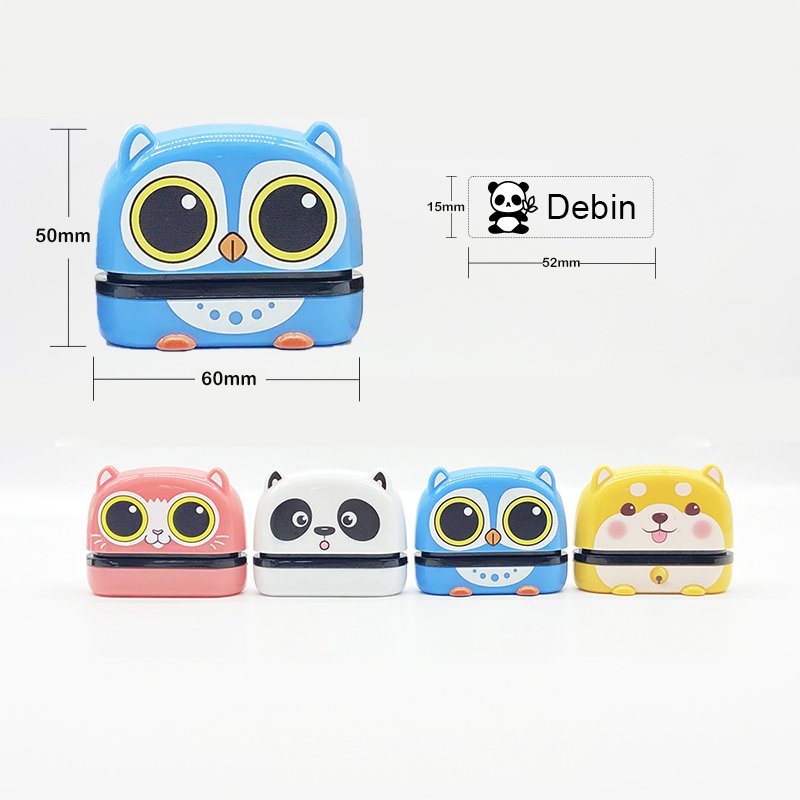 Custom Photosensitive Stamp Logo Fabric Kids Toy Automatic Ink Stamp Cartoon Kid Name Clothing Flash Stamp
