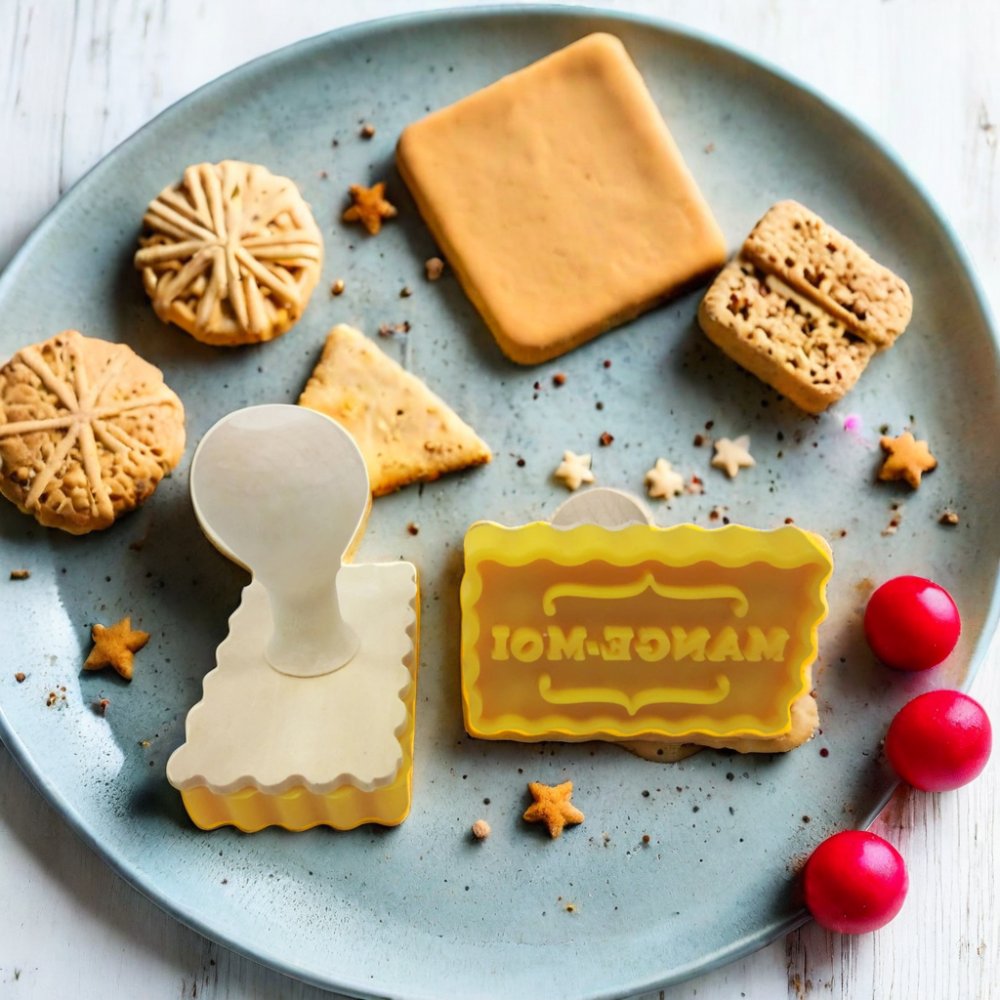 Custom Rectangle DIY Biscuit Cookie Cutter Stamp with Handle Plastic Cookie Tool for Baking Decoration Silicone Cookie Stamp
