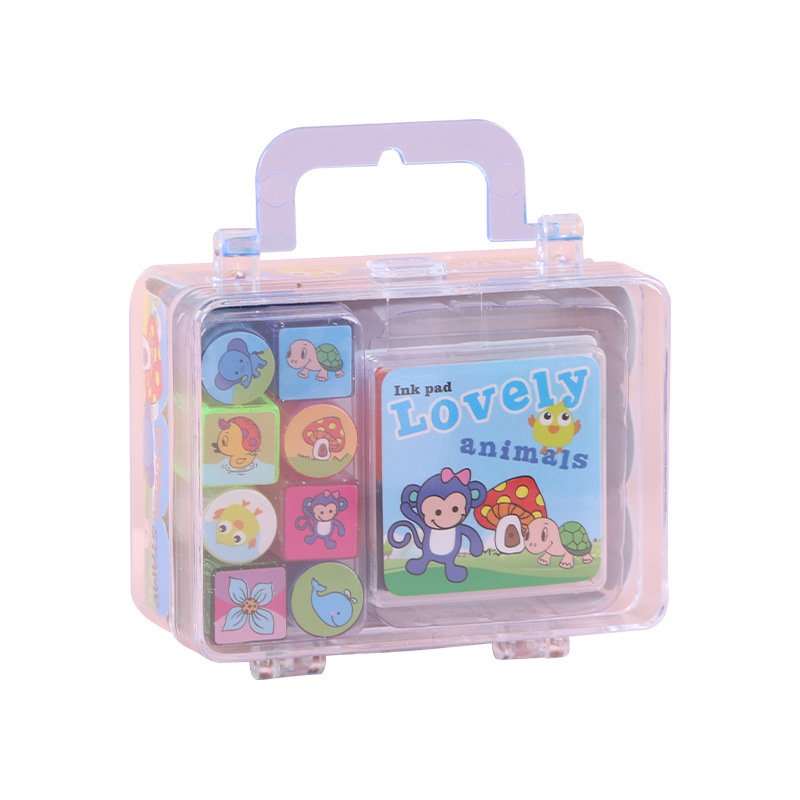 School Stationery Custom Cute Animal Design Self Inking Stamp Set Plastic Toys Children Cartoon Rubber Stamp