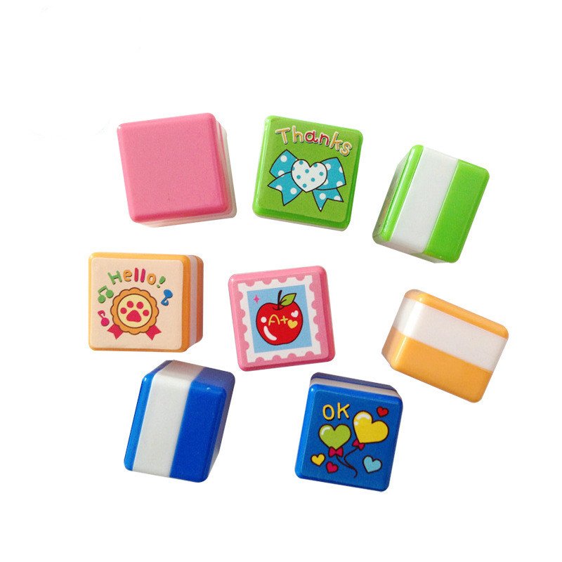School Stationery Custom Cute Animal Design Self Inking Stamp Set Plastic Toys Children Cartoon Rubber Stamp