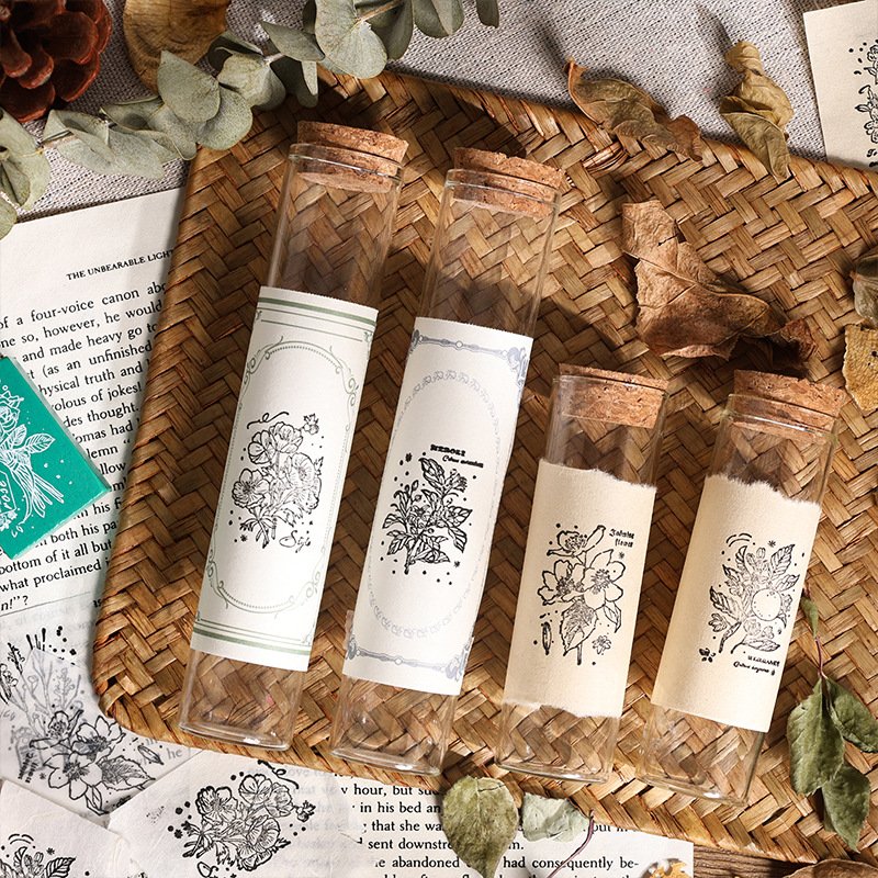 Wholesale creative retro plant rubber diary DIY decorative printing floral wooden stamp seal set