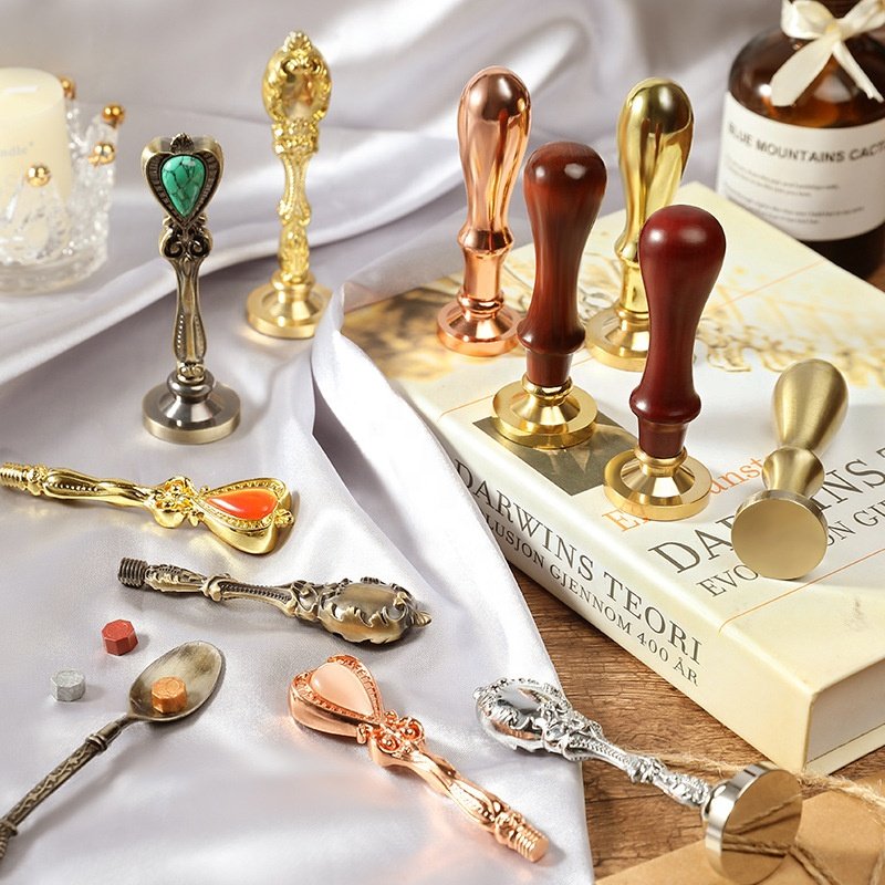 Brass Custom Wax Seal Stamp Handles Wax_Seal_Stamp Handle Seal Stamps Wax Handles Gold
