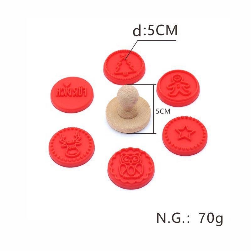 Customized Design Accept Silicone Cookie Stamp Set Cookie Stamps For Baking With Wood Handle