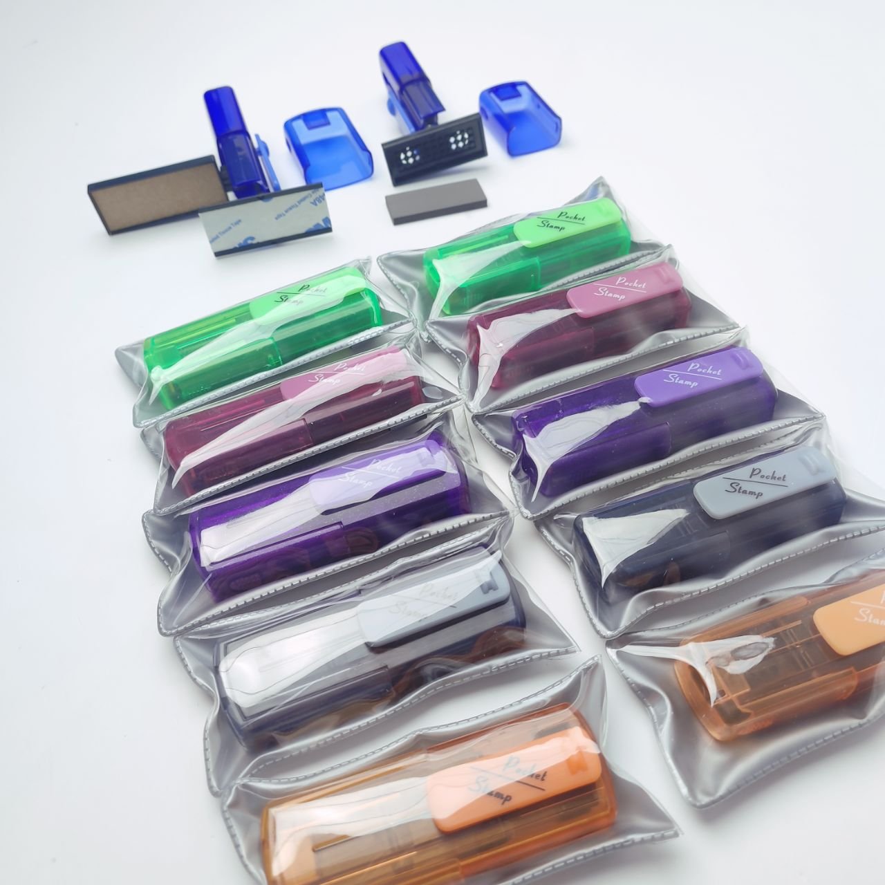 Factory Production Rubber Pocket Stamp Logo Name Signature Self Inking Stamps Flash Pocket Stamp Pocket