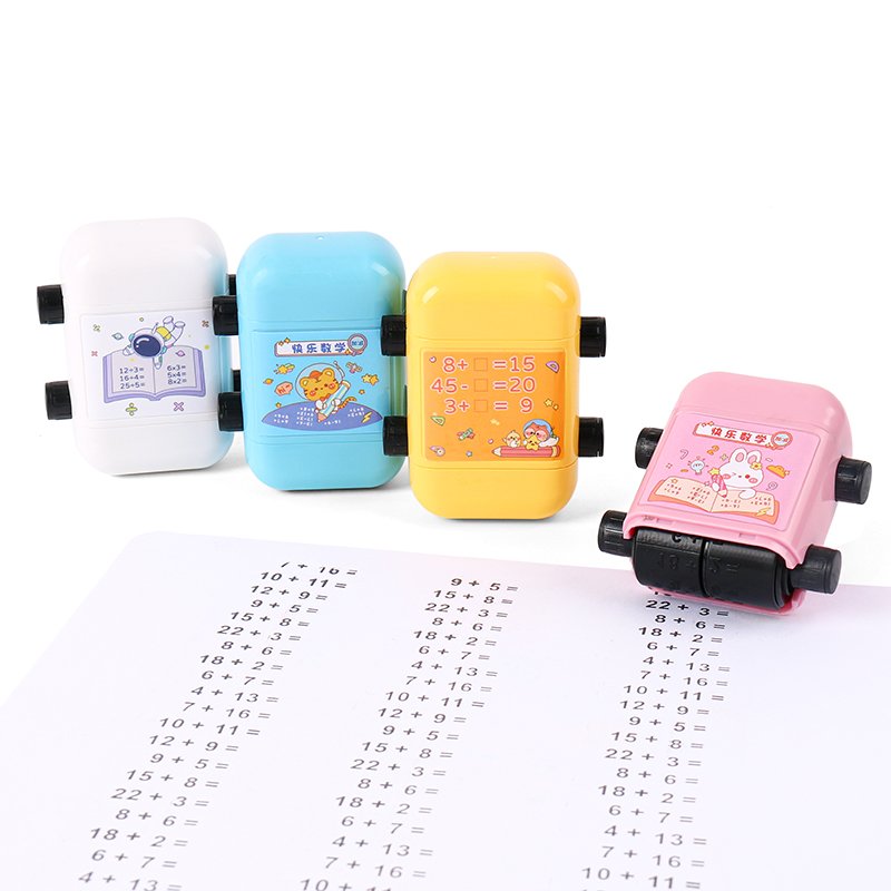 2023 Hot Sale 2 in 1 Addition and Subtraction Teaching Stamps Roller for Kids Digital Teaching Stamp