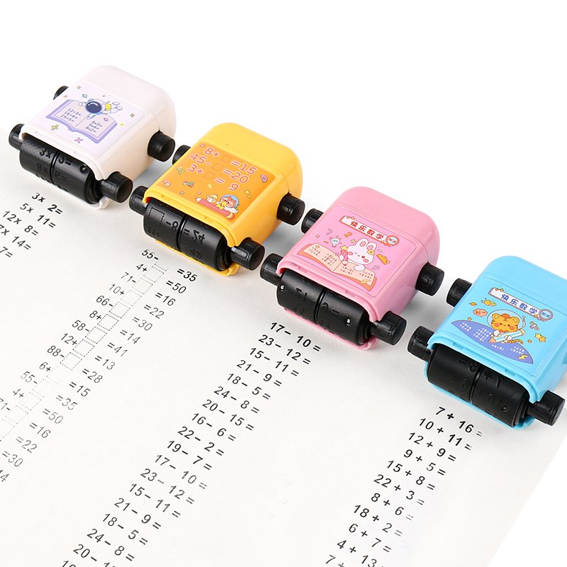 2023 Hot Sale 2 in 1 Addition and Subtraction Teaching Stamps Roller for Kids Digital Teaching Stamp