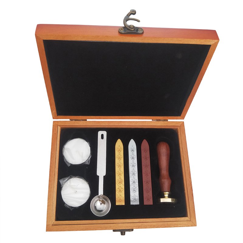 Custom Wax Seal Stamp Kit, Wooden Box Sealing Wax Stamp Set