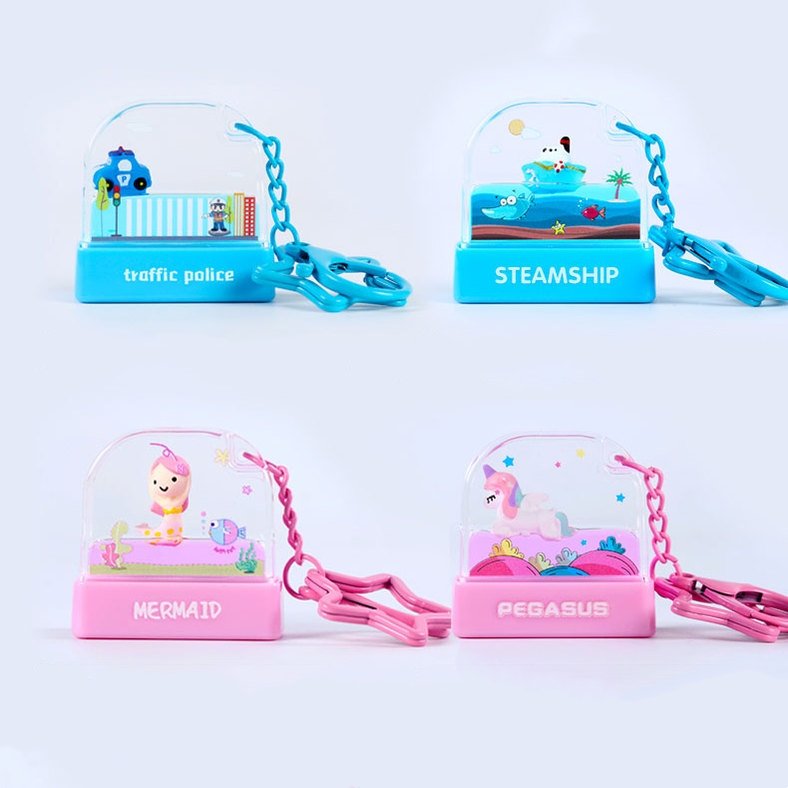 Water Floating Toy Stamps With Key Chain Kids Tamps Cartoon Cute Name Clothes Signature Toy Name Stamp For Clothing Kids