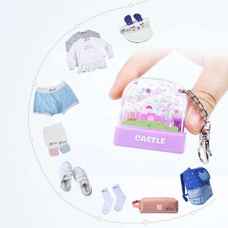 Water Floating Toy Stamps With Key Chain Kids Tamps Cartoon Cute Name Clothes Signature Toy Name Stamp For Clothing Kids