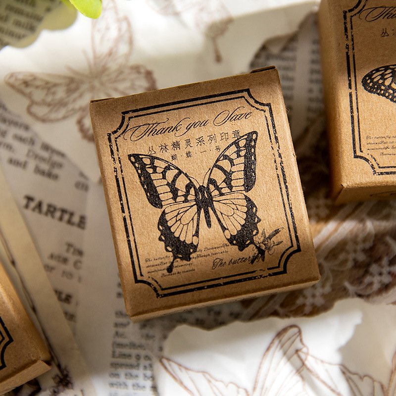 Wholesale creative butterfly rubber diary DIY decorative printing floral wooden stamp seal