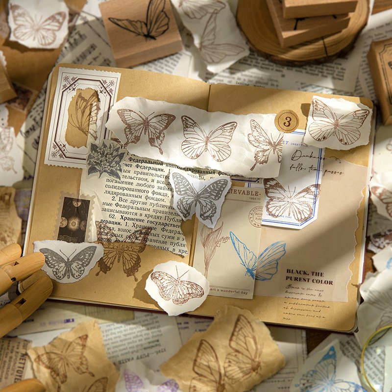 Wholesale creative butterfly rubber diary DIY decorative printing floral wooden stamp seal
